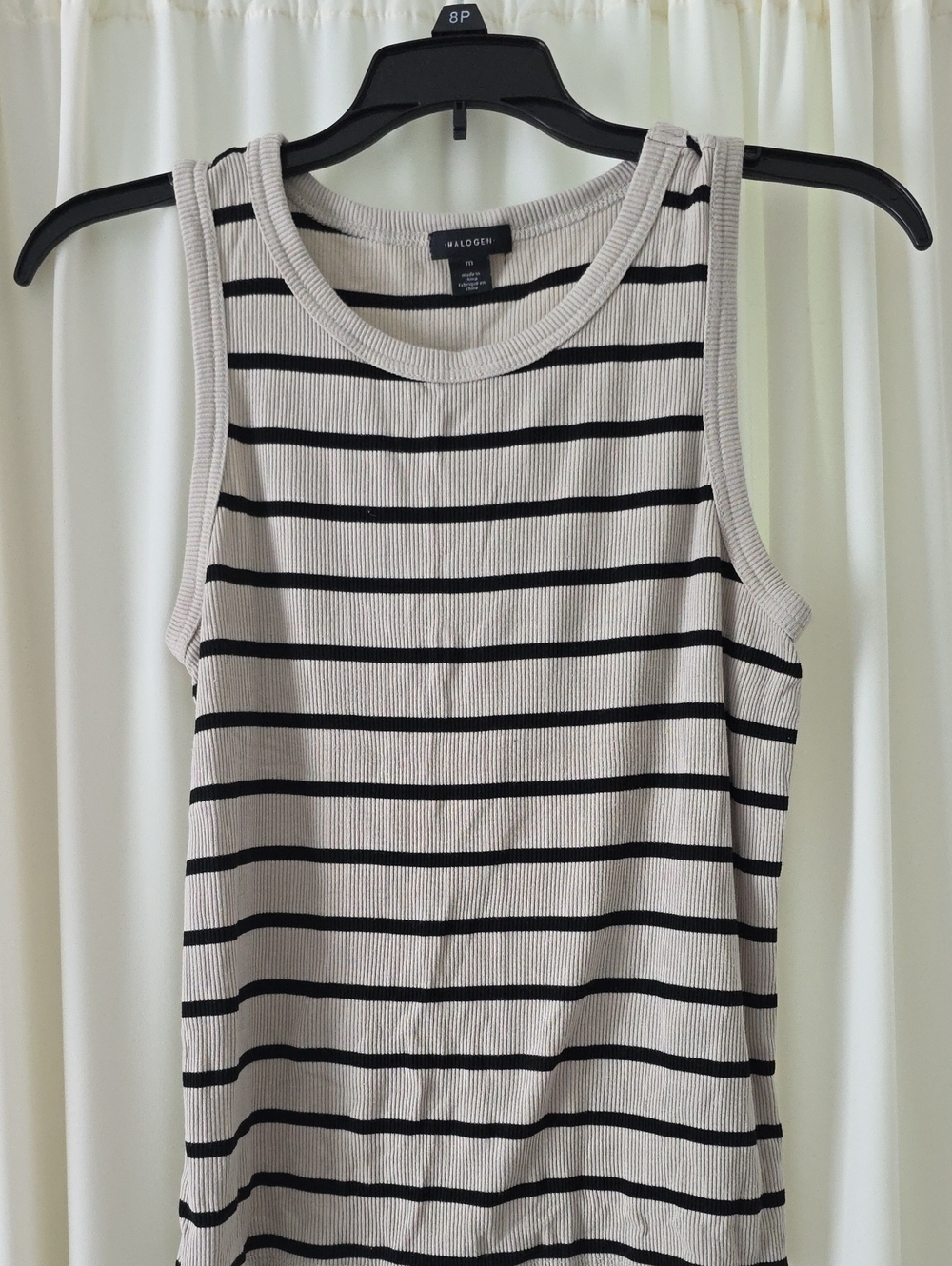 Halogen Cream and Black Striped Ribbed Tank